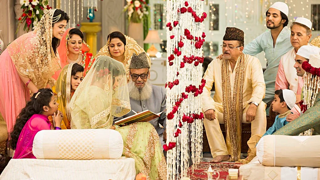 Family gathered for a Nikah ceremony